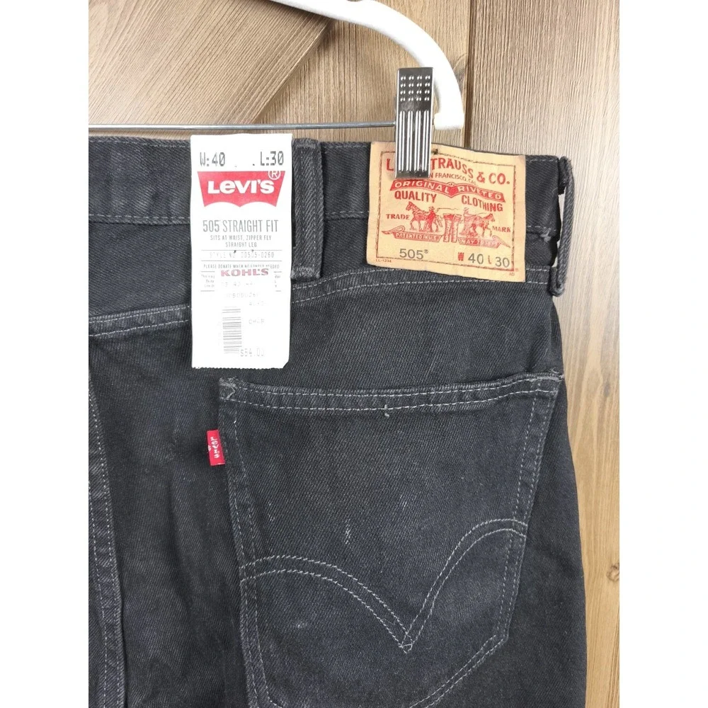 Levi's 505 Regular Fit Black Straight Leg Jeans Men's 40x30